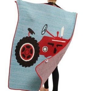 Green 3 Recycle Knit Throw Jr Blanket Tractor